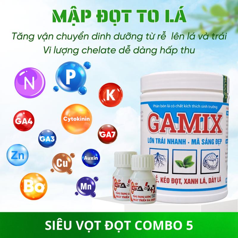 Siêu Vọt Đọt Combo 5 (5 GAMIX + 10 GA4+7 10ml) Mập đọt - To lá