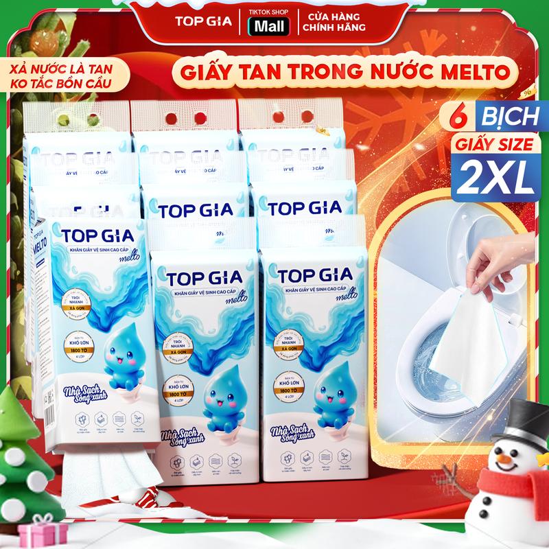    THAY THẾ GIẤY CUỘN - TO DAI DÀI XẢ NƯỚC LÀ TAN  6 Bịch khăn Giấy Vệ Sinh Tan Trong Nước MELTO 1800 Tờ 4 Lớp Mềm Mịn Tan Nhanh Không Tắc Bồn Cầu Khăn Giấy Vệ Sinh Cao Cấp TopGia  GTTN   #giaytan #giayrut #topgia #giaytantrongnuoc #melto 