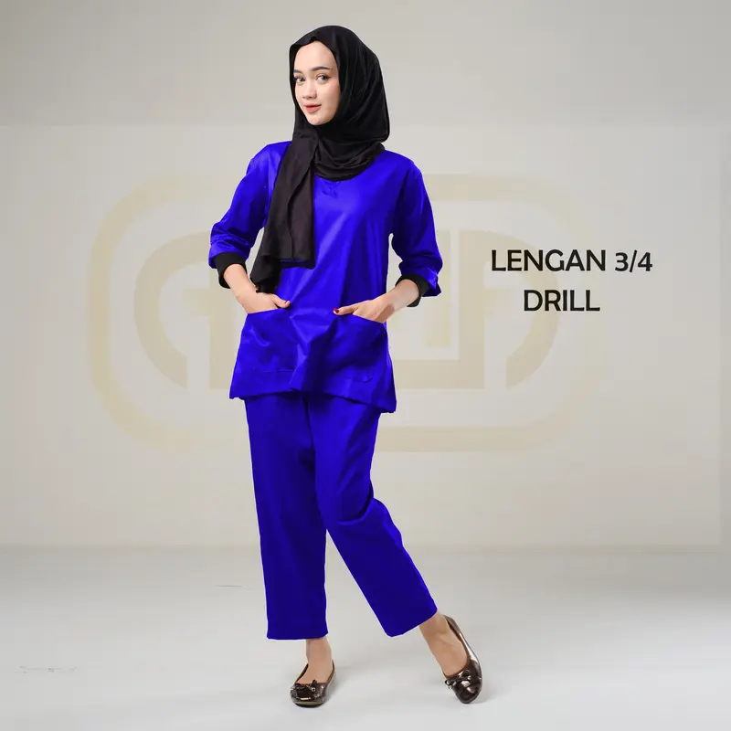 Baju OK Lengan 3/4 One set Jaga Perawat Nakes Pakaian Seragam Kerja Bidan Dokter Bahan American Drill 0