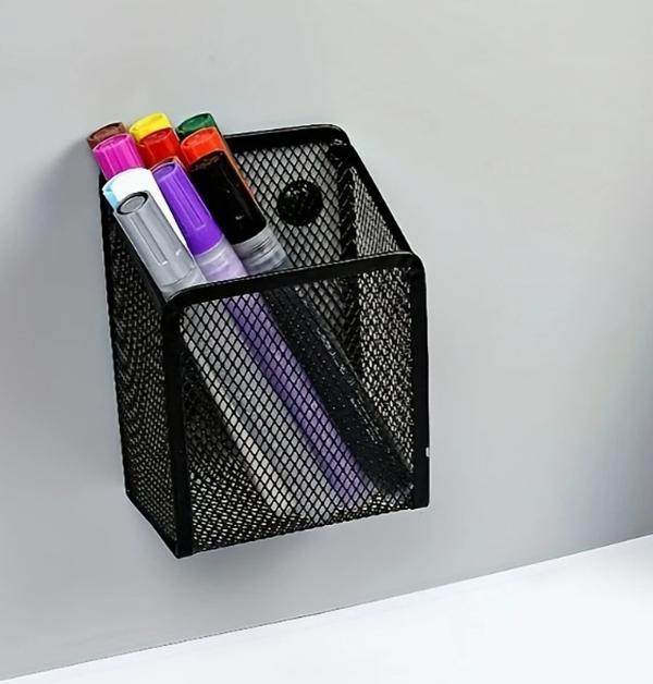 Magnetic Wire Mesh Organizer - Durable Iron, Ideal for Whiteboard & Fridge Storage, Available in Pink, White, and Black, Fridge Storage|Decorative Organizer|Magnetic Hold 0
