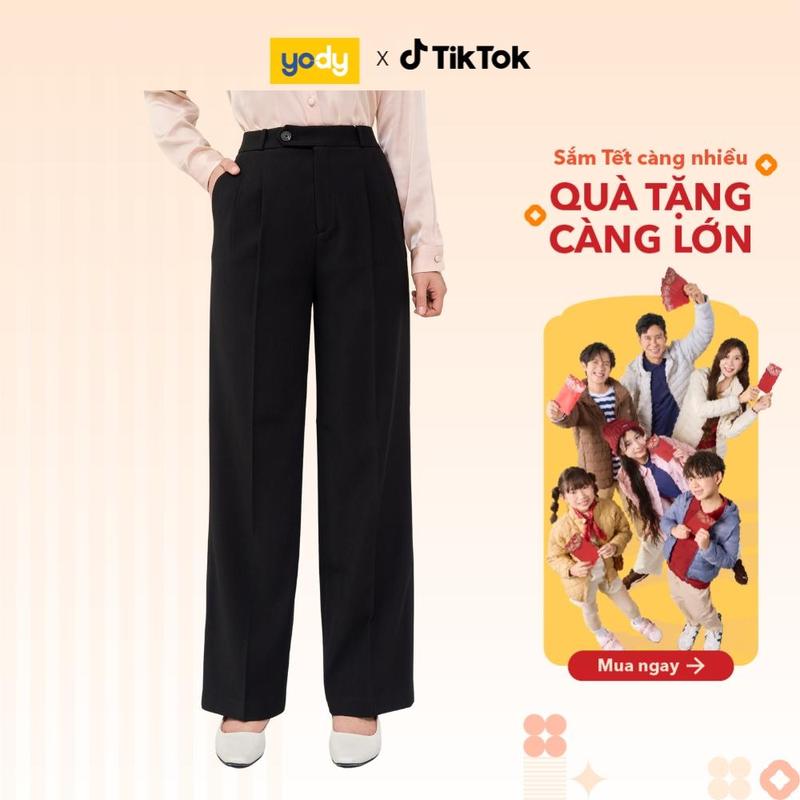  YODY Quần Tây Nữ Ống Đứng Chun Cạp Sau QAN6046 