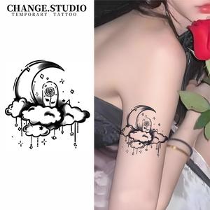 Hình Xăm Tạm Thời, Thiết Kế Hình Xăm Hoa Hồng Dưới Ánh Trăng, Kéo Dài Trong 15 Ngày, Không Thấm Nước, Không Lo Bị Ma Sát, Bao Gồm Miếng Dán Hình Xăm