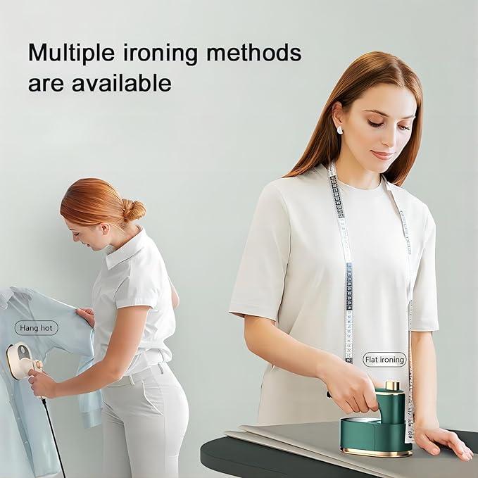Compact Travel Mini Iron – 180° Rotatable, Foldable Garment Steamer with Quick Heat-Up, Lightweight & Portable Design for Wrinkle Removal, Dark Green ABS Material, 3 Seconds Fast Wrinkle Resolution 3