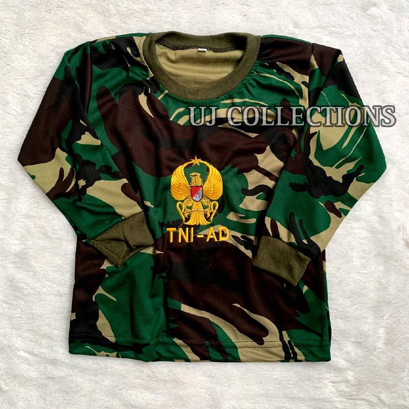 Setelan kaos anak tangan panjang loreng malvinaz - Baju treaning anak loreng army kids unisex Bordir Celana Fashion 3
