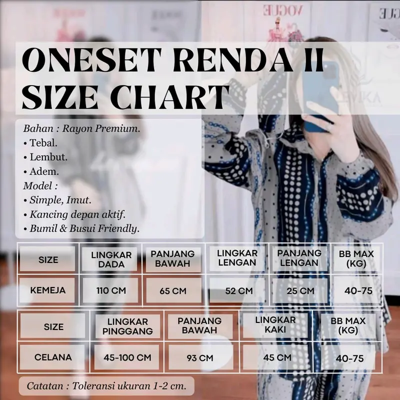NEW ONE SET KEMEJA RAYON PREMIUM MOTIF RENDA 2 Wanita Setelan Dewasa Baju Karet Nyaman Panjang 5