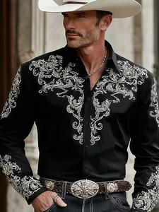 Camisa de vaquero estilo occidental para hombre, para todas las estaciones, estampado paisley, étnica, manga larga, casual