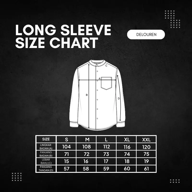 DELOUREN - SHANGHAI COTTON SHIRT LONG SLEEVE | COTTON TOYOBO | KEMEJA KOKO | Kerah Collar Men's | Katun | Pria 7