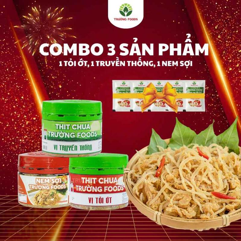  Trường Foods Combo 3 Thịt Chua  1 Hộp Truyền Thống 1 Tỏi 1 Nem Sợi  