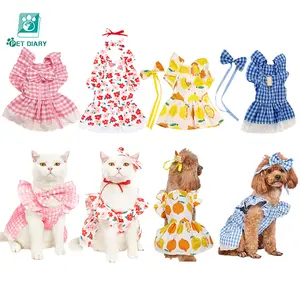 Baju Kucing Dress Bahan Katun Tambah Busur Terlucu Baju Anjing Kelinci Lucu Murah Size XS XL