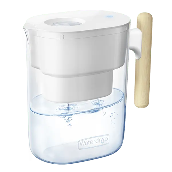 Long-Life Chubby 10-Cup Water Filter Pitcher with 1 Filter, NSF Certified, Reduces Chlorine, BPA Free, Drinkware Jugs