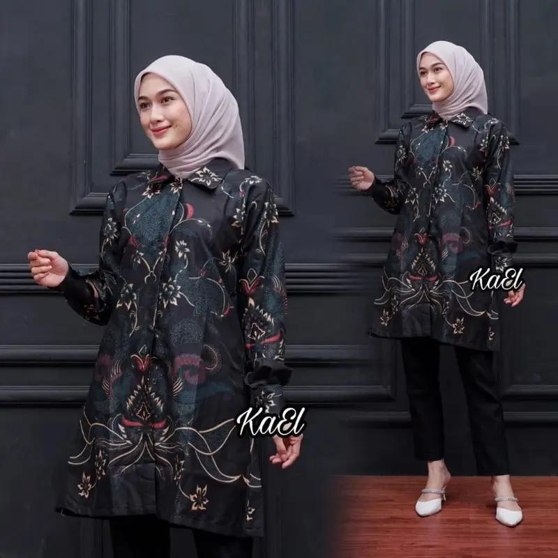 Tunik Batik Wanita Jumbo Big Size ld 120cm Modern Terbaru | Tunik Batik Modern Seragam Kantor Guru Big Size M L XL XXL JUMBO Kain Kancing Katun Tebal Atasan Panjang Kerja 3