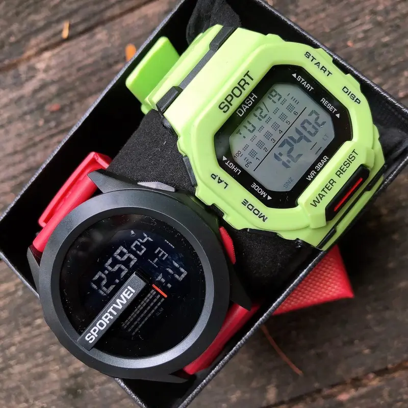 Đồng Hồ Kỹ Thuật Số Chronograph Chính Hãng Cho Nam, Mua 1 Tặng 1, Chống Nước, Miễn Phí Vận Chuyển, Đồng Hồ Thể Thao Đa Năng LED, Thích Hợp Cho Nam 4