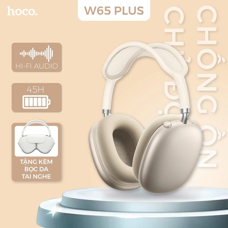 [Tặng kèm bọc  nghe] Tai nghe trùm W65 Plus HOCO - Nghe nhạc chất lượng cao - 6 màu - Headphone trẻ trung, dung lượng pin lớn tainghe  chuptai airpods pro Bluetooth chống ồn