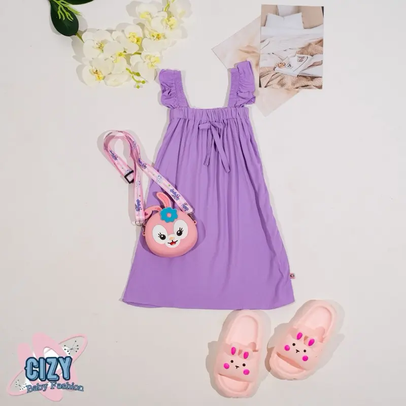 Dress karet anak dress karet dada rayon 1-3tahun