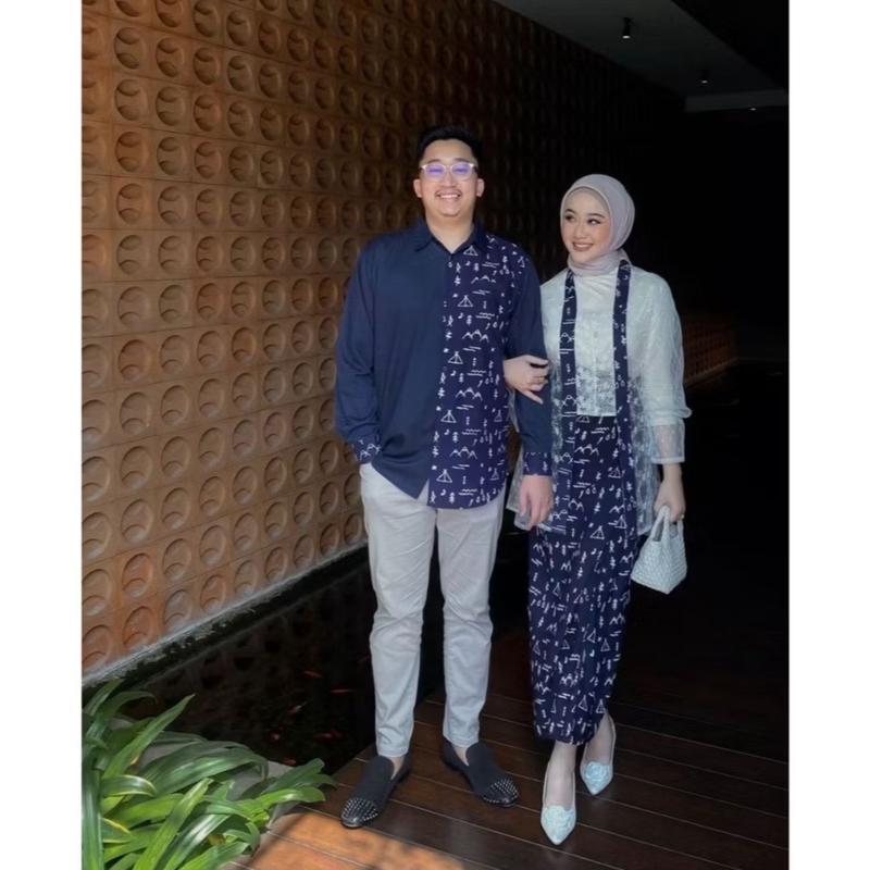 Kebaya Couple Semi S E I A Model Kutu Baru  Set Tunik Lamaran Tunangan Outer Wanita Kekinian Baju Batik Couple Kondangan Rok Lilit 1