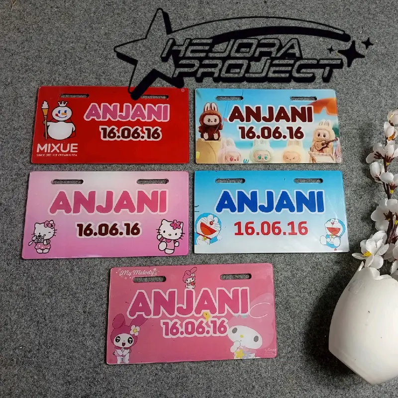 PLAT SEPEDA LISTRIK KARAKTER MIXUE HELLOKITTY KUROMI LABUBU DORAEMON 0