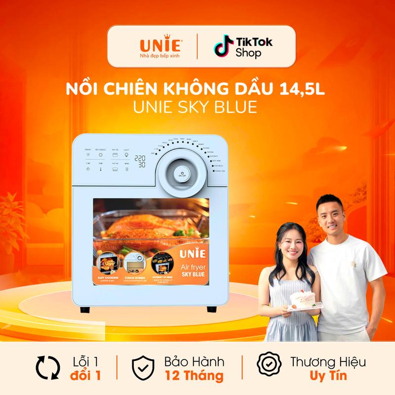 [ ƯU ĐÃI 100 SUẤT] Nồi chiên không dầu UNIE SKY BLUE dung tích 14,5L, 17 chế độ nấu, chất liệu inox 304 siêu bền