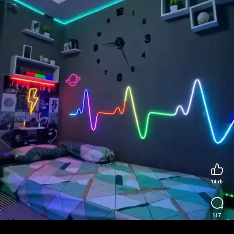 neon flex running dc24v 5meter dan 10meter paket lengkap tinggal colok ,apk{rhythm pro} 5