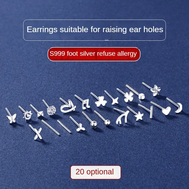 Genuine S999 sterling silver earrings stud earrings