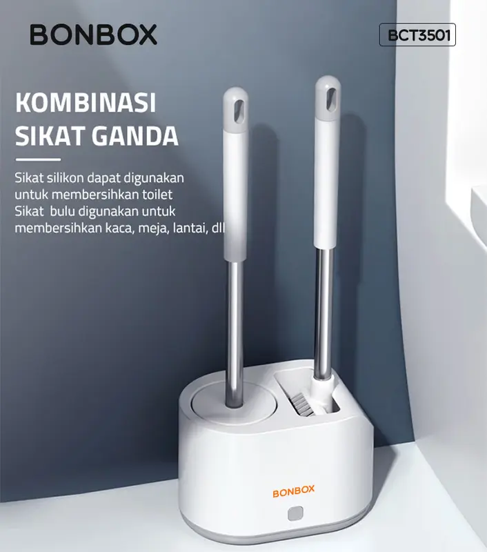 【New Product】BONBOX Sikat Pembersih Toilet Kamar Mandi 2 IN 1 Toilet Brush Sikat Pembersih Kamar Mandi Set  Serbaguna BCT3501 1
