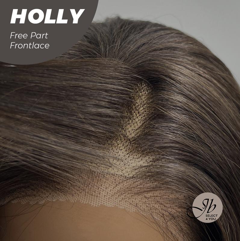 JBSELECT4YOU 24 Inches Brown With Highlight Wave Pre-Cut Free Part Frontlace Glueless Wig HOLLY 4