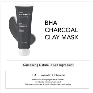 ￼The Originote BHA Charcoal Clay Mask - Masker Wajah Mud Mask Eksfoliasi Mengangkat sel kulit mati