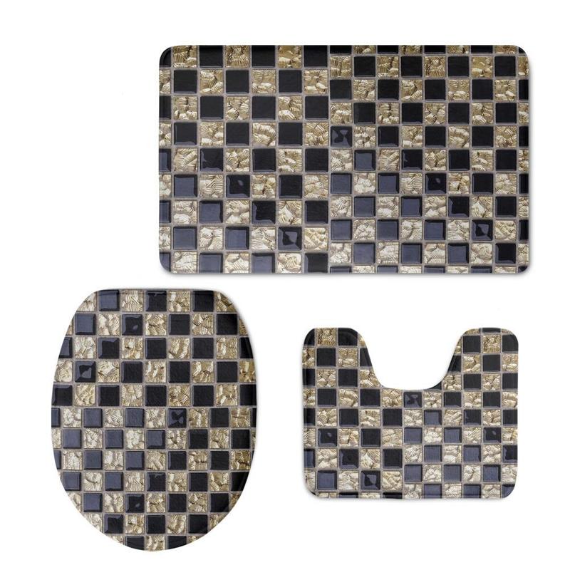 Product Introduction of 3pcs Bathroom Rug Set Toilet Contour Lid Cover Non Slip Bath Mat 16