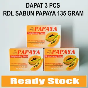 ( 3 PCS ) RDL SABUN PAPAYA BRIGHTENING SOAP 135 GRAM - MENCERAHKAN WAJAH