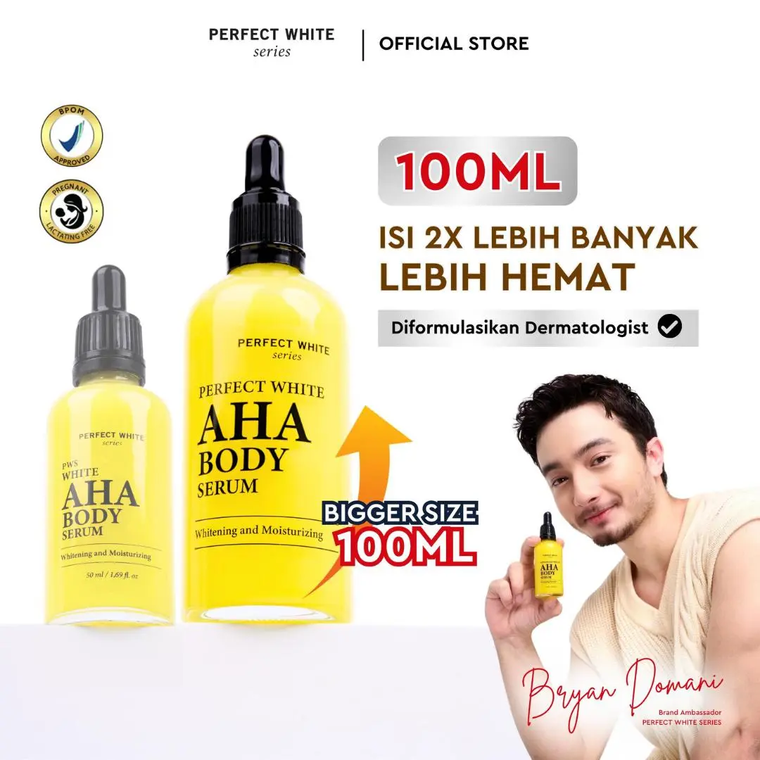 [100ml] PERFECT WHITE AHA Body Serum 100ml Whitening and Moisturizing | Perawatan Pencerah, Mencerahkan, Memutihkan Kulit Tubuh, Memudarkan Noda Hitam Kaki Tangan Ketiak Tubuh | Campuran Hand Lotion