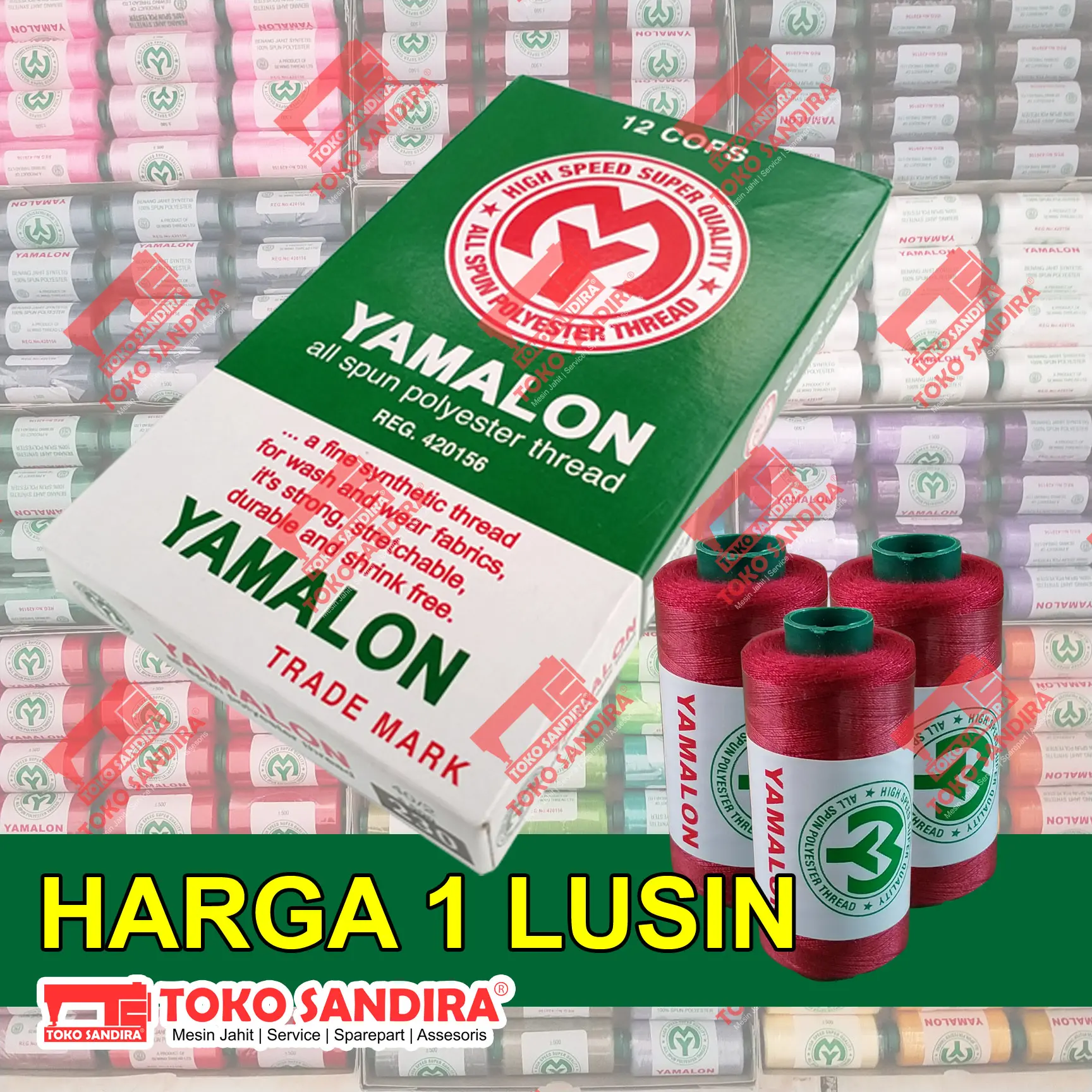 12 PCS BENANG JAHIT YAMALON/BENANG JAHIT MURAH/BENANG JAHIT KOMPLIT 40/2 500 YARD/toko alat jahit/kebutuhan menjahit/toko perlengkapan menjahit/alat jahit lengkap