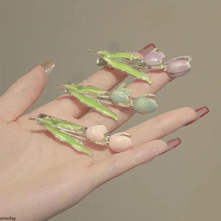 Kẹp Tóc Hoa Tulip Mini Bằng Kim Loại Dễ Thương Và Nhiều Màu Sắc Dành Cho Bé Gái