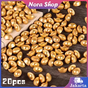 20pcs Yuan Bao Feng Shui Gold Yen Pao Ornamen Yuan Bao Uang Emas Souvenir Cina Hiasan Yen Pao