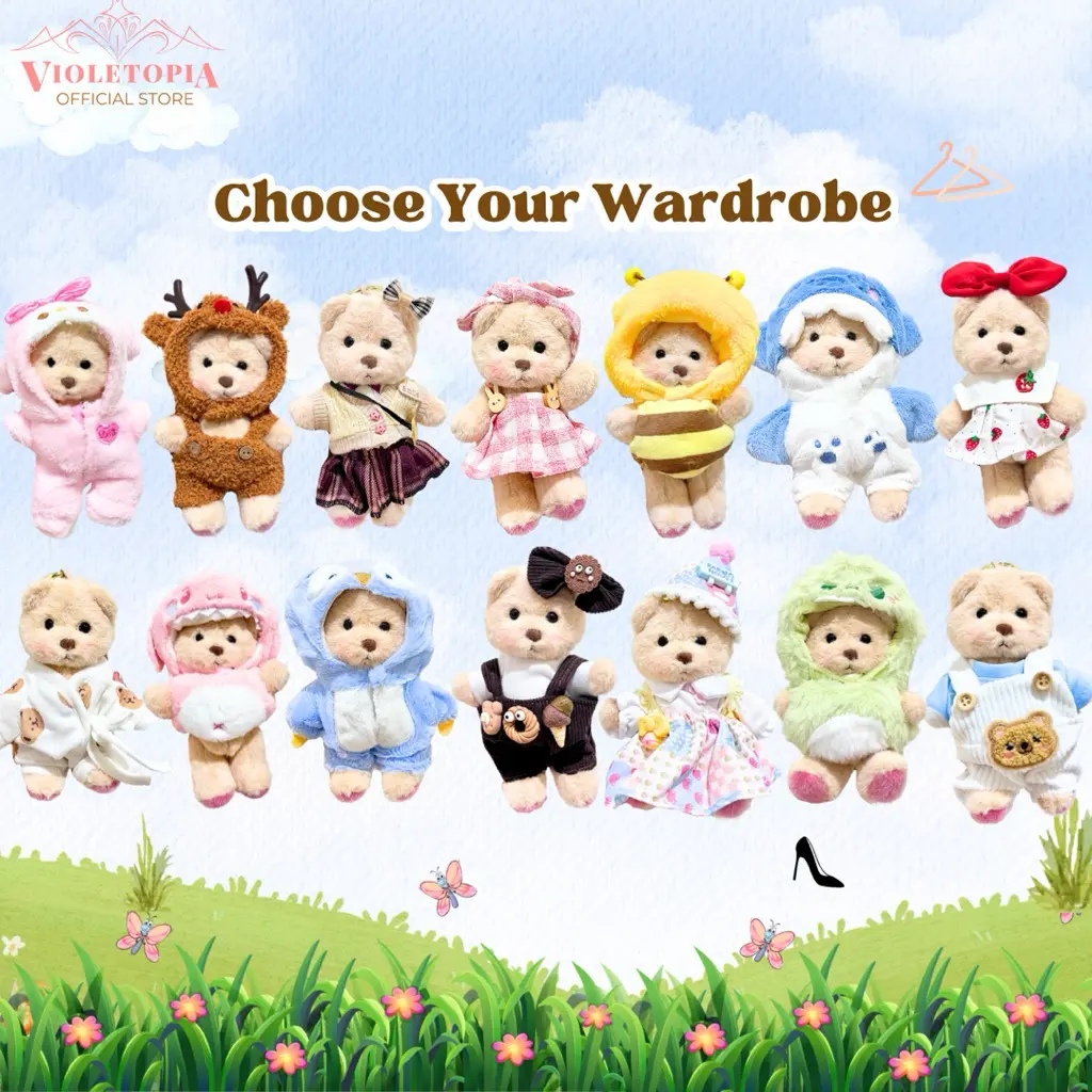 [OUTFIT ONLY] Mini BEARTOPIA Teddy Bear Keychain Charm 15 cm - Gantungan Kunci Boneka Beruang Mini Lucu | Teddy Bear Bisa Ganti Baju Kostum | Hadiah Unik Cute Bear Charm Gift - Baju Labubu outfit kostum gantungan kunci boneka