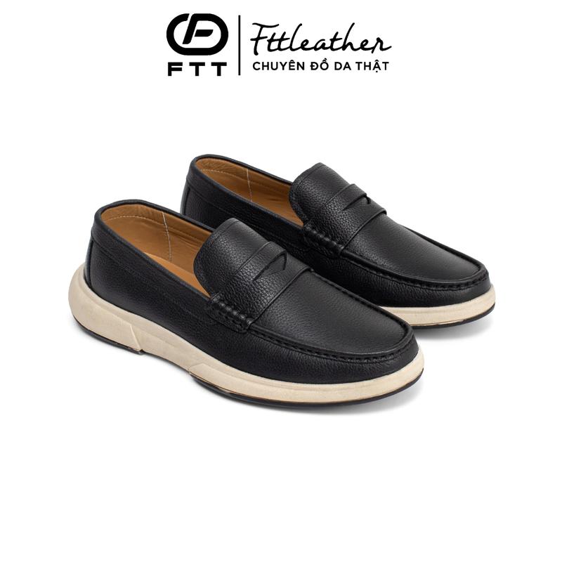 Giày lười nam da bò cao cấp FTT Leather, giày mọi đế siêu nhẹ hạn chế trơn trượt đi êm chân F904