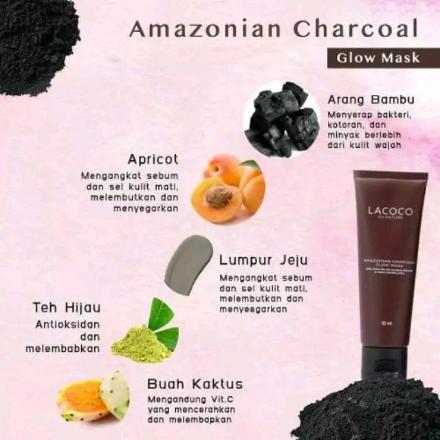 LACOCO AMAZONIAN CHARCOAL GLOW MASK/CMASK hempaskan bekas jerawat 1