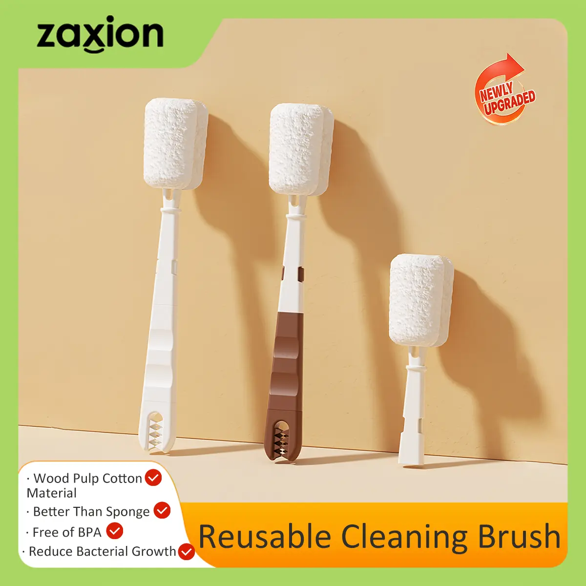 2-IN-1 Bottle Cleaning Brush,Wood Fiber Cup Cleaning Brush For Daily Use, Recycling Use, Bottle Brush