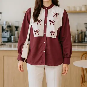 Bianca Kemeja Vest Pita Kombinasi Coquette || Bianca Blouse rompi pita || Kemeja Atasan Wanita Bahan Katun