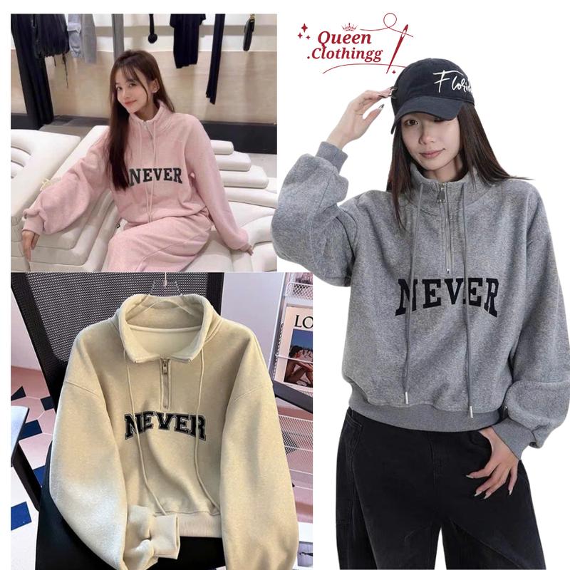   DEAL MỞ BÁN  Áo nỉ 2 da Nam - Nữ Áo Sweater có cổ khóa phong cách cá tính mùa Thu Đông ấm áp 
