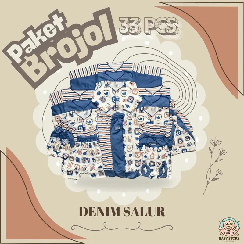 Paket hemat baju bayi 33 pcs/9 stel celana bayi/3 set sarung tangan kaki/3set topi bayi baru lahir SNI Aneka warna 3