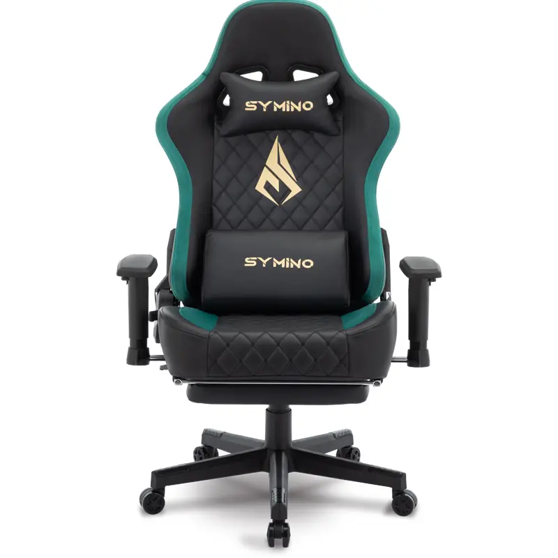 Symino Gaming Chair with Footrest- Ergonomic Office Chair in Racing Style, Adjustable Armrests, Vintage PU Leather