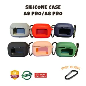 SILICONE CASE AIRPODS A8PRO/A9PRO SILIKON POLOS TERMURAH FREE HOOK (Hanya Case Tanpa Headset) Black