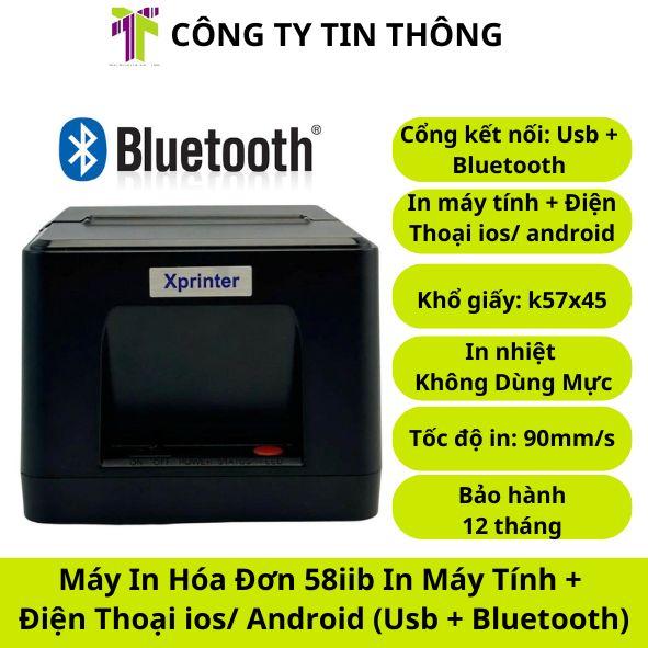 Máy In Bill tính tiền - Máy in hoá đơn k58 Xprinter USB + Bluetooth in điên…
