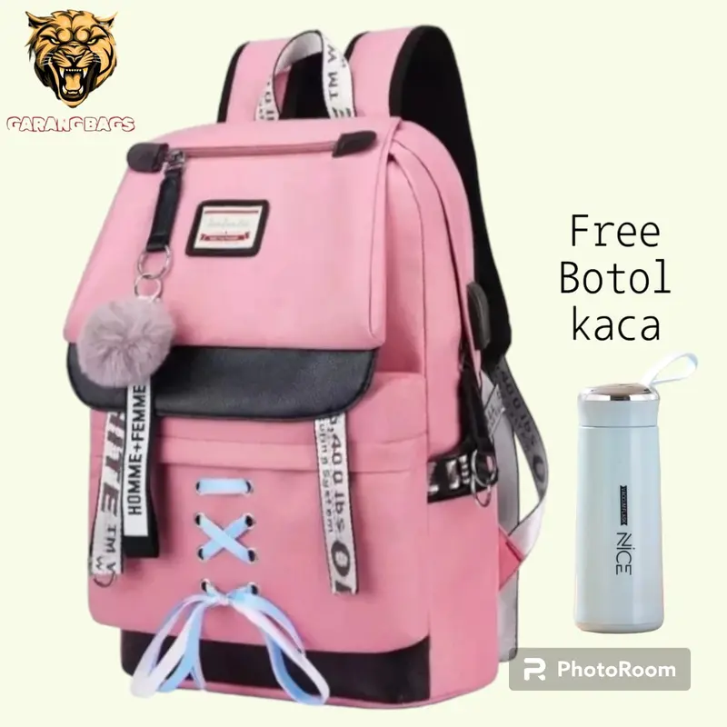 Hamid Bags [ FREE BOTOL ]Tas polos hitam / Tas viral tik tok 2024 / Tas ransel sekolah perempuan sd smp sma / Tas kuliah wanita / Tas anak cewek / Tas anak wanita sd smp / Backpack sekolah korean style/ Tas fashion anak perempuan /Tas anak kekinian viral 2