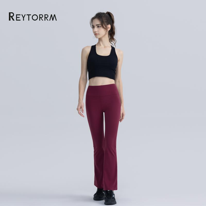 Reytorrm Legging Sport Celana Yoga Wanita Celana Cutbray Basic Wide Leg High Waist Yoga Pants（CK066) Olahraga Pakaian Outdoor 6