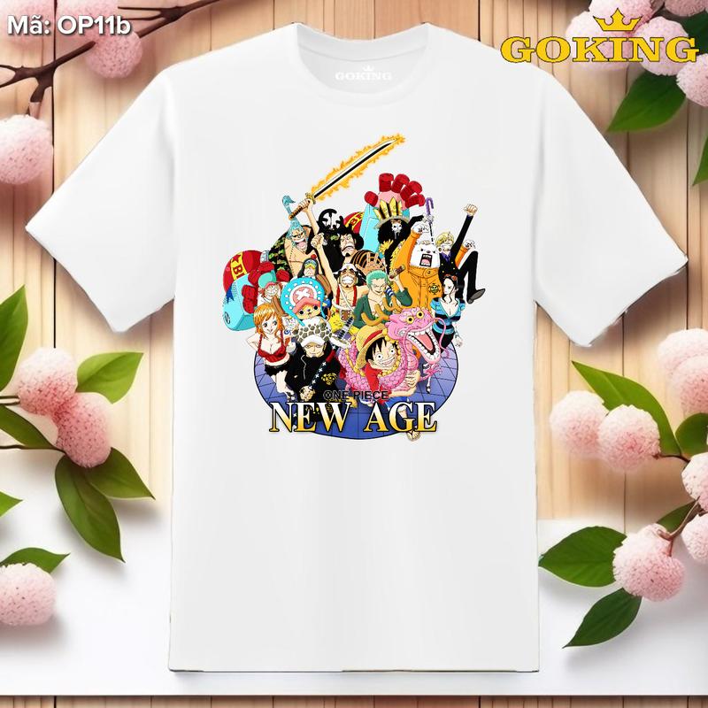 ONE PIECE Áo thun nam nữ (size trẻ em mua 1 tặng 1 ngẫu nhiên). Áo phông Đảo Hải Tặc Luffy Zoro Sanji Chopper Kaido Ace. Cổ Tròn. OP1 3