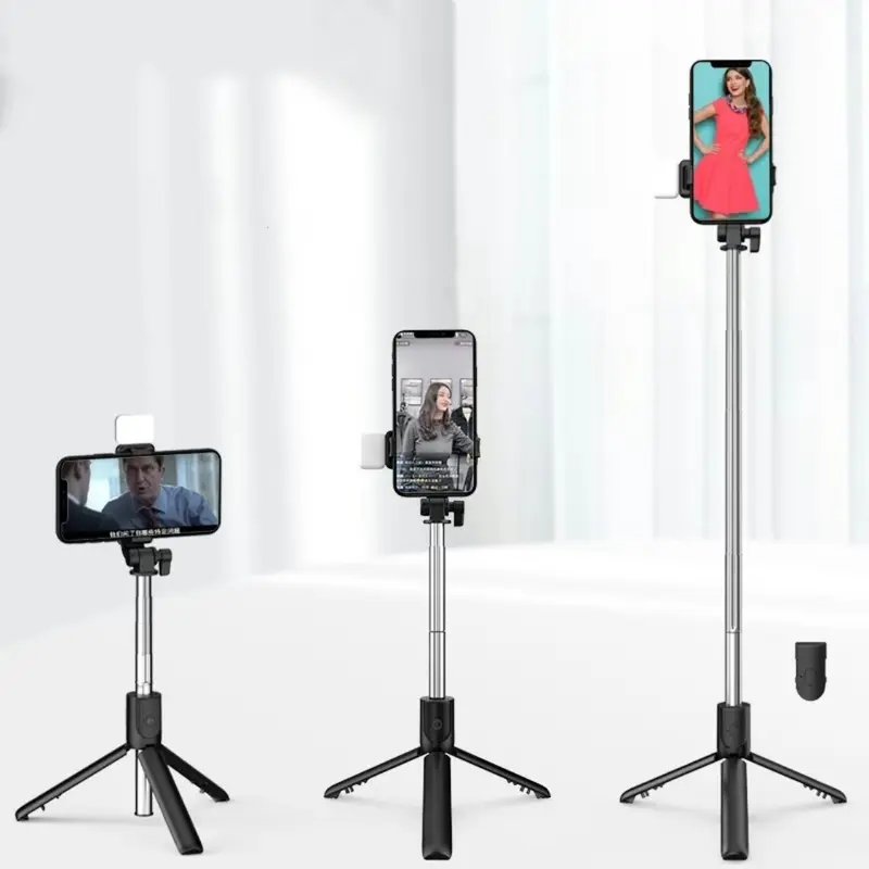 Tongsis Tripod R1S 4 in 1 Multifungsi Tripod Dengan Lampu Led Free Remote Selfie Bluetooth Panjang -+ 70-80 Cm Tripod 4