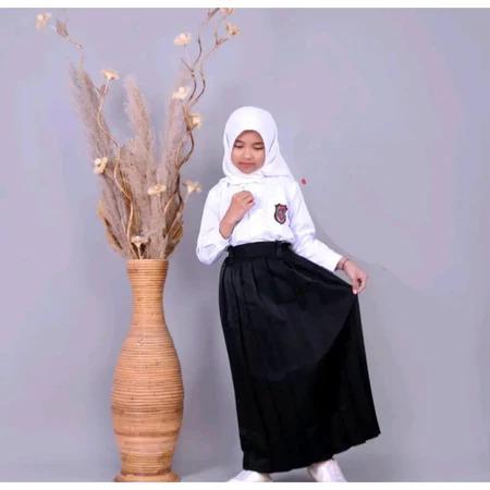 promo rok hitam SD/MI madrasa bahan HIGH TWIS model full rempel rok rempel atas (plisket ) seragam sekolah 2