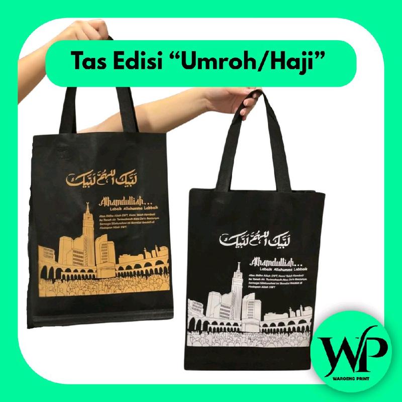Tas Haji Hitam Elegan - Goodie Bag Premium 25x35cm untuk Perlengkapan Ibadah 0