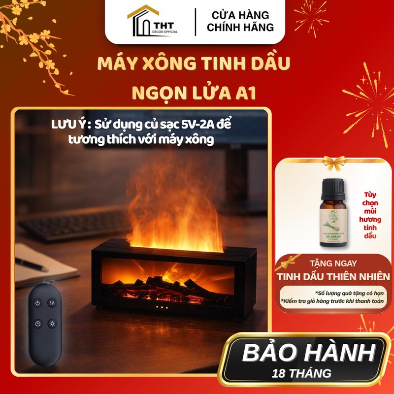 Máy Xông Tinh Dầu Ngọn Lửa A1 Máy Xông Tinh Dầu Lò Sưởi THT DECOR Máy Phun…