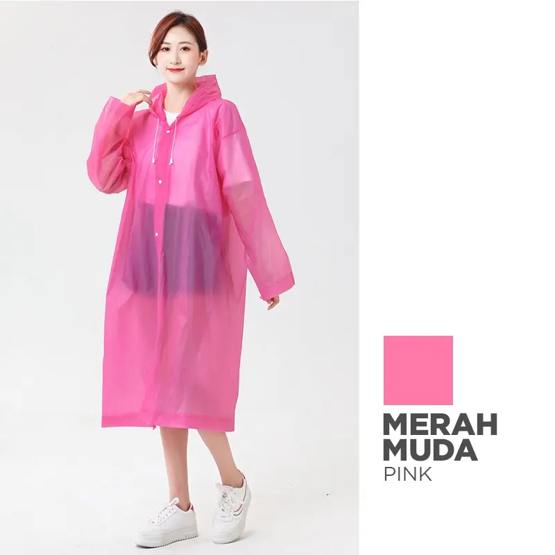 Jas Hujan Terusan Polos EVA Premium Raincoat Unisex Dewasa Transparan 6